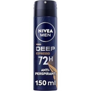 nivea men antiperspirant spray for men deep black carbon antibacterial espresso scent 150ml 99.97